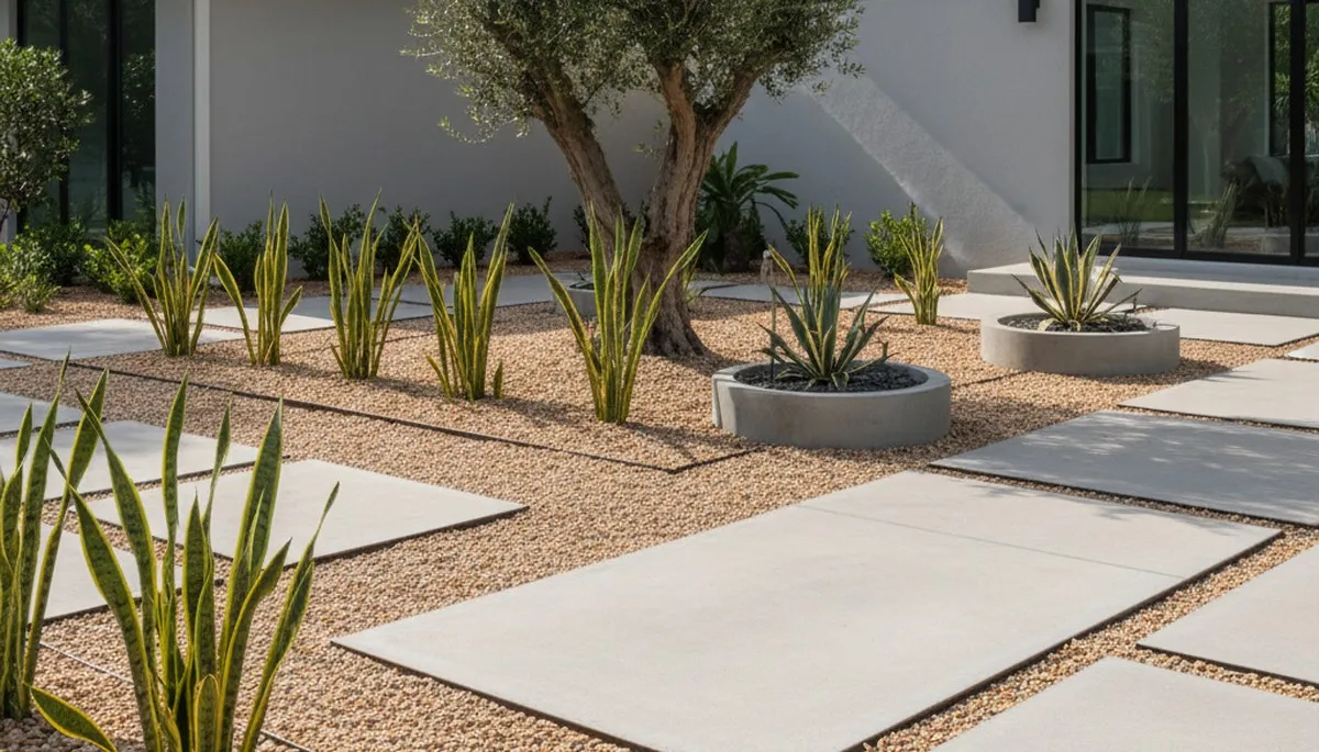 Modern pea gravel minimalist landscape design by Chop Chop Landscaping in St Petersburg, FL